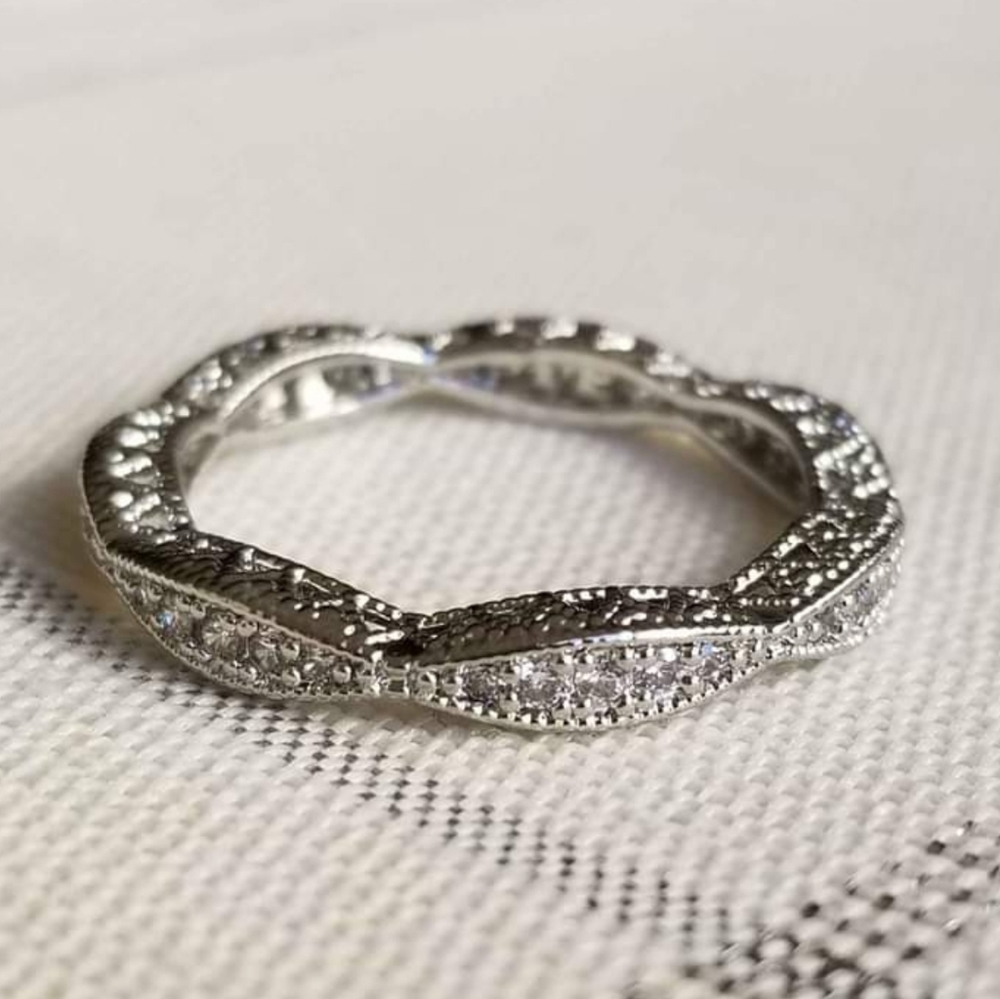 New 925 Silver Diamond Band Ring